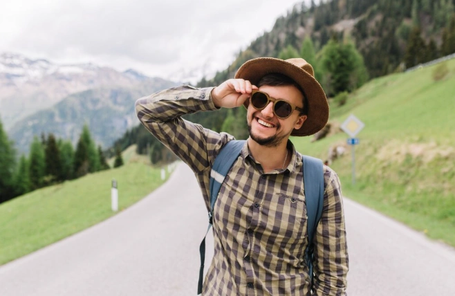 Traveler enjoying a tourhopers experience
